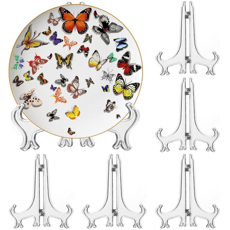 LonlyEagle 6 Pack 10 Inch Clear Plastic Easels or Stand/Plate Holders to Display Pictures or Other Items at Weddings, Plate Stands for Home Decoration, Birthdays, Tables - Image 1